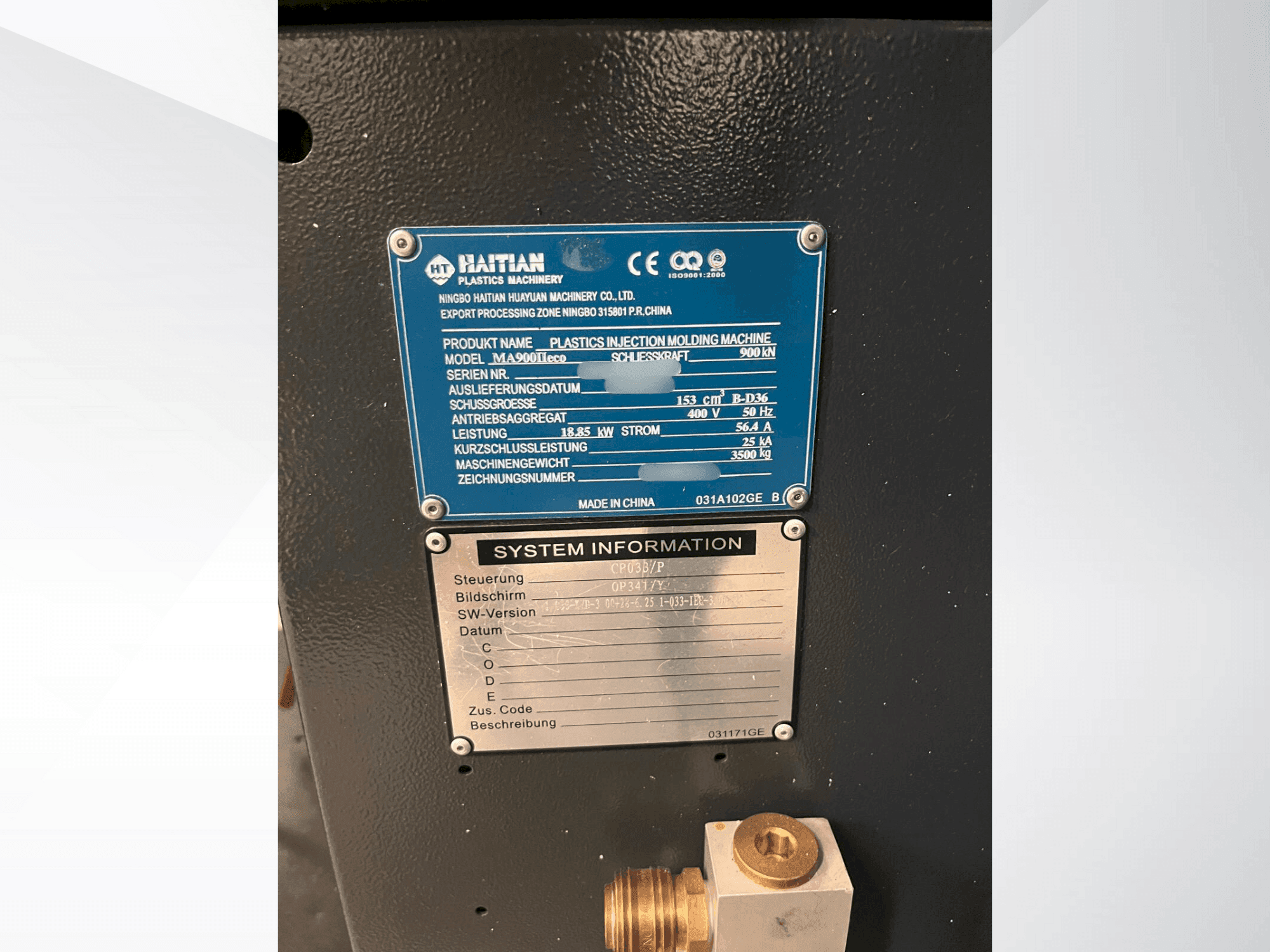 Makine HAITIAN MA900 II eco - Etiket
